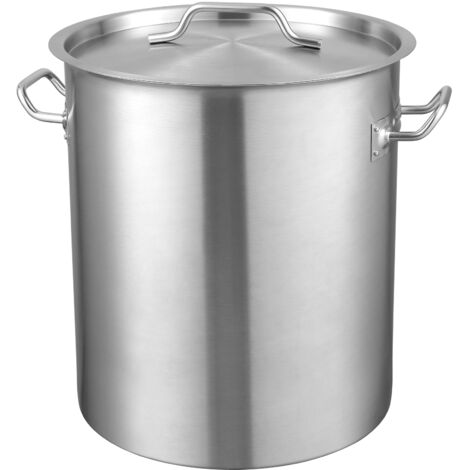 Mophorn Olla grande de acero inoxidable de 42 cuartos de galón de , olla para cocinar con colador, tapa y asa, de uso comercial resistente, tratamiento de lijado, color plateado para eventos