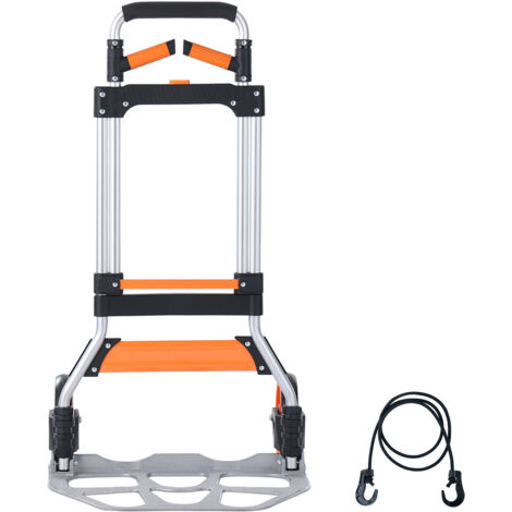 Mophorn Carretilla de mano plegable, capacidad de carga de 309 libras, carrito portátil de aluminio, plataforma convertible con manija telescópica, ruedas PP + TPR para mudanzas, almacén