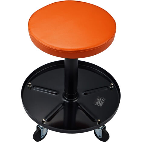 Mophorn Taburete de Taller Móvil Carga de 113,4 kg Taburete Mecánico con Ruedas Asiento de Taller Altura Ajustable con Bandeja de Herramientas Marco Resistente Cómodo Asiento Acolchado para Automóvil