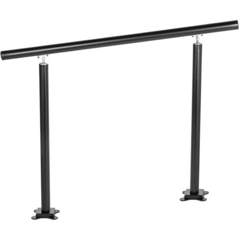 Mophorn Pasamanos de Escalera Longitud 91,4 cm, Barandilla de Escalera Altura 86,4 cm, Pasamanos para Aire Libre con Espesor de 2 mm, Pasamanos para Exteriores e Interiores, Rango Ajustable Color Negr
