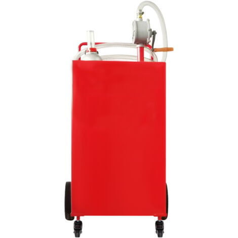 Mophorn Carro de combustible Tanque de almacenamiento de gasolina de 30 galones con 4 ruedas bomba de transferencia manual para automóviles, cortadoras de cesped, vehículos todo terreno, barcos, rojo