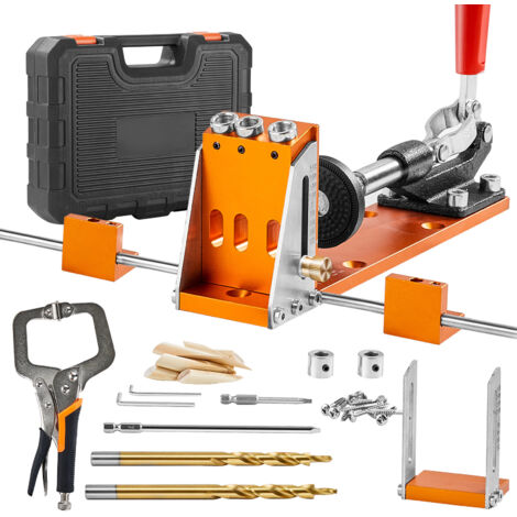 Mophorn Kit de Plantilla para Orificios Ocultos con Llave y Puntas Cuadradas Plantilla de Taladro con Guía para Pasadores para Taladrar Orificios Ocultos Guía de Taladro para Carpintería (1/5)