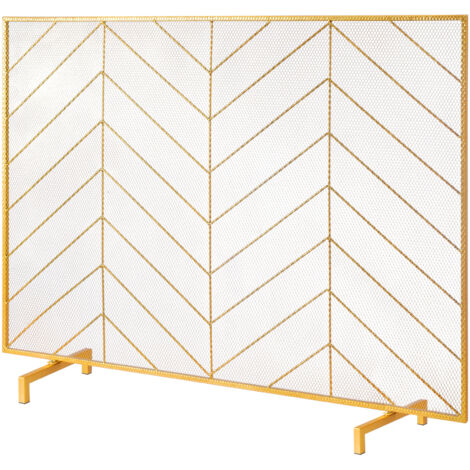 Mophorn Pantalla para Chimenea 1 Panel Salvachispas para Chimenea de Hierro 98x75,8 cm Servicio Pesado Protector contra Chispas Independiente Instalación Simple para Sala de Estar Decoración, Dorado