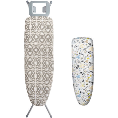 Mophorn Tabla de Planchar 110x33 cm Tabla de Planchar Plegable 4 Capas Gruesas 7 Alturas Ajustables de 715-915 mm con Funda Anticalórica 100% Algodón para Hogar Lavandería Baño, 1292 x 334 x 915 mm