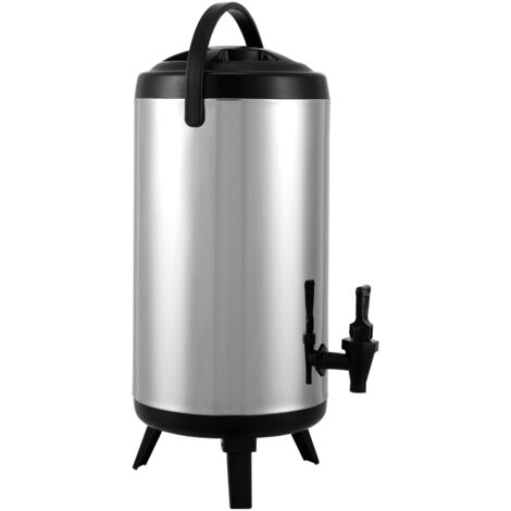 Mophorn Dispensador de Bebidas Aislado Dispensador de Agua Fría y Caliente No Electrico 9,2 L Almacenamiento de Alimentos de Acero Inoxidable Contenedor Aislado 4-6 H con Grifo Portátil para Camping