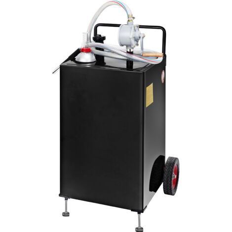 Mophorn Carro de gasolina Tanque de combustible 30 galones con ruedas bomba de transferencia manual contenedor de combustible diesel de gasolina para autos cortadoras de cesped, vehículos, barcos, neg