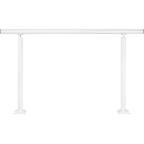Mophorn Kit de barandilla para escaleras de 5 pies, pasamanos de aluminio blanco ajustables para 0 a 5 escalones, para interiores y exteriores, soporte para personas mayores