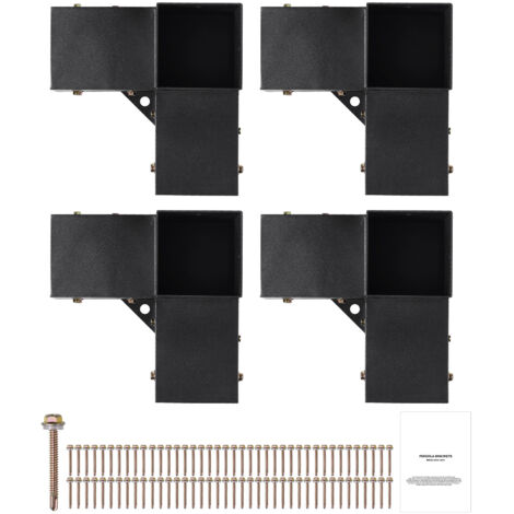 Mophorn Kit de soportes para pérgola de 4'' x 4'' (interior de 3,6 x 3,6), 4 piezas, 3 vías, resistente, fácil de instalar para cenadores, patios, cabañas de madera al aire libre