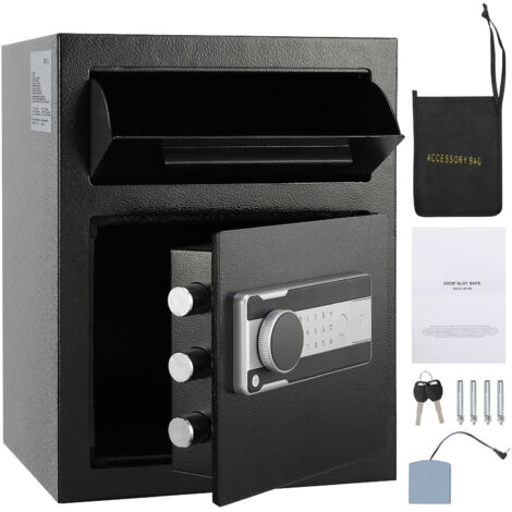 Mophorn Caja fuerte de depósito 1.7 Cub, caja fuerte con ranura para depósito, cerradura con código electrónico y 2 llaves de emergencia, 17,71'' x 13,77'' x 13,77'', caja fuerte comercial para efect (1/5)