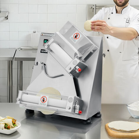 Mophorn Rodillo laminador de masa para pizza, prensa automática de acero inoxidable con capacidad para diámetros de 7,6 a 35,5 cm, hasta 260 piezas por hora, incluye tapa para prensar masa