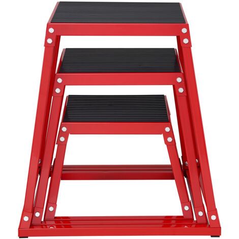 Cajones de salto pliométricos Mophorn, 12/18/24 pulgadas, plataforma antideslizante para entrenamiento en el gimnasio en casa, color rojo, para acondicionamiento de fuerza