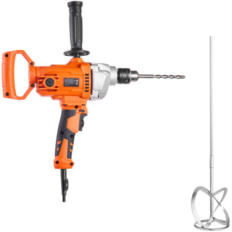 Mophorn Mezclador de Mortero Eléctrico 1100 W 2 en 1, Taladro Mezclador con Cable, Agitador de Hormigón con Mandril de 12,7 mm, 0-850 RPM, mango en D, ideal para Mezclar Pegamento, Pintura y Taladrar
