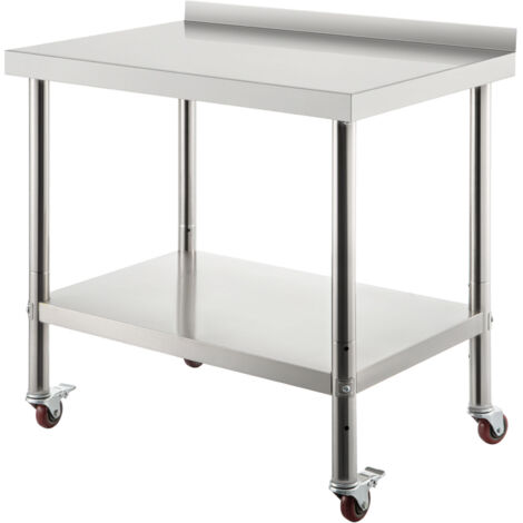 VEVOR Mesa de preparación de acero inoxidable, 30 x 24 x 35 pulgadas, capacidad de carga de 440 libras, mesa de trabajo de metal resistente, estación de trabajo comercial para cocina restaurante