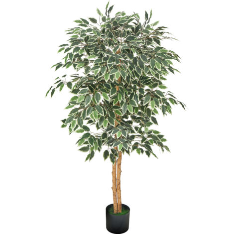 Mophorn Árbol artificial de ficus de 1524 mm de altura, elaborado con material PE, ideal para decoración en interiores y exteriores. Perfecto para hogares, oficinas, hoteles y centros comerciales