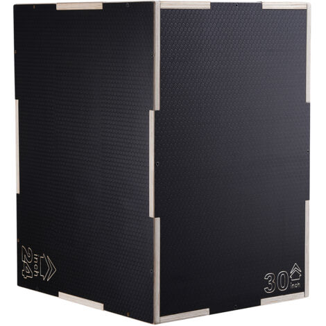 Mophorn Caja de salto pliométrica 3 en 1 de madera, plataforma negra de 30/24/20 pulgadas y caja de agilidad para saltos, antideslizante para entrenamiento en el gimnasio en casa
