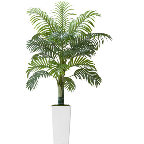 Mophorn Palmera Areca Artificial con Maceta Blanca Alta, Planta Tropical Decorativa para Hogar, Oficina, Sala de Estar, Inauguración de Casa, Uso Interior y Exterior, 1000 x 790 x 1550 mm (1/5)