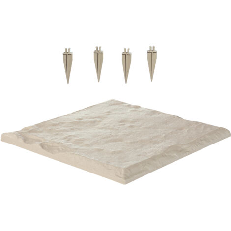 Mophorn Escalones con Estacas para Suelo, 16 Piezas, 39,5x39,5 cm, Forma Cuadrada, Piedras Decorativas Resistentes a la Intemperie para Caminos Exteriores, Jardines, Terrazas y Paisajismo