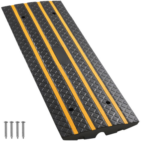 Mophorn Rampa de goma para bordillos, altura de 6,5 cm, 1 unidad. Ideal para aceras, carga de hasta 15 toneladas, acceso para sillas de ruedas, muelles de carga, almacenes y entradas de garajes.