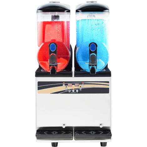 Mophorn Máquina para Granizados con Doble Tanque de 15 L x 2, fabricada en Acero Inoxidable, ideal para preparar hasta 120 porciones de bebidas como margaritas,dimensiones: 410 x 535 x 810 mm