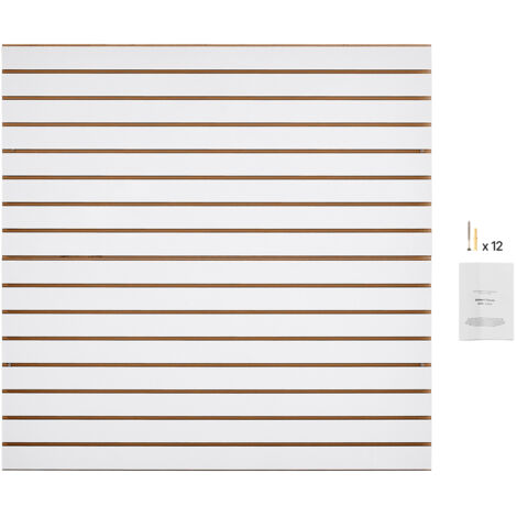 Mophorn Paneles de pared de listones, paneles de listones de MDF para garaje de 4 x 4 pies, diseño modular, panel ajustable blanco con estructura de acoplamiento para almacenamiento y exhibición