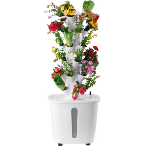 Mophorn Sistema de Cultivo Hidropónico Vertical de 6 Niveles con 30 Cápsulas, Bomba de Agua y Temporizador, Kit de Germinación de Plantas con Circulación de Agua para Cultivar Hierbas y Frutas