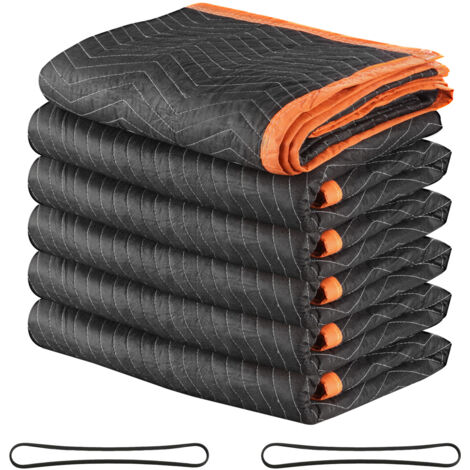 Mophorn Mantas de Embalaje y Mudanza 6 Piezas 2032 x 1829 mm, Mantas para Protección de Muebles, Diseño de 3 Capas con Tela no Tejida y Relleno de Algodón para Transporte, Embalaje (1/5)