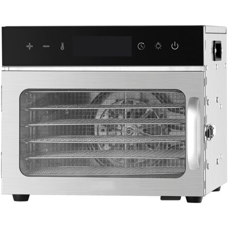 Mophorn Máquina deshidratadora de alimentos: 6 bandejas de acero inoxidable, secadora de alimentos eléctrica de 400 W con temperatura ajustable y temporizador de 24 horas.