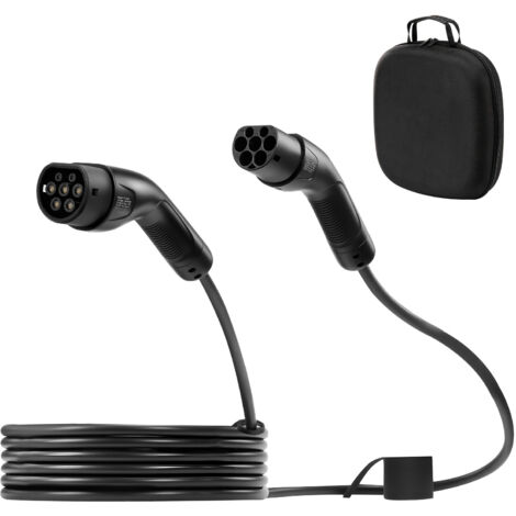Mophorn Cable de Carga para Vehículos Eléctricos, 16 A, 7 m, hasta 11 kW, Extensión Compatible con Conectores Tipo 2, Trifásico CA 480 V 50 Hz, IP65, Incluye Bolsa de Transporte