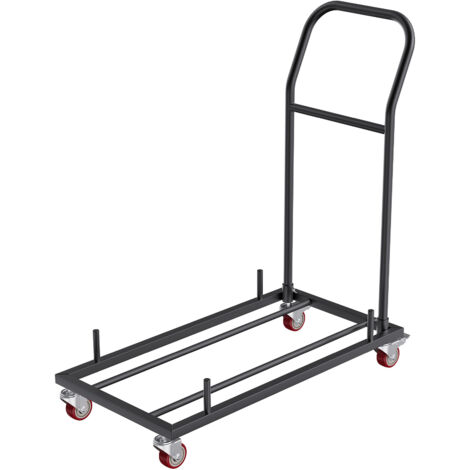Mophorn Carrito de hierro plegable para sillas con capacidad para 12 sillas, carrito con 4 ruedas, carrito de almacenamiento y transporte para apilar sillas de plástico y madera, color negro