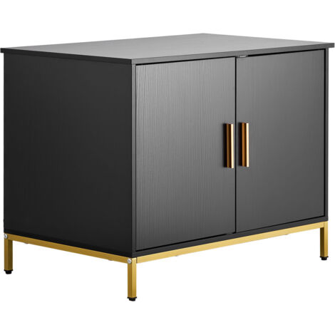 Mophorn Armario de almacenamiento para arenero de gatos, con patas metálicas, compatible con la mayoría de areneros, 700 x 450 x 545 mm, capacidad de carga de hasta 60 kg, en color negro y dorado
