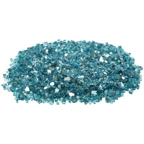 Mophorn Vidrio para chimenea resistente al calor de 9 kg (20 lb), reflectante y sin humo de 1/2 pulgada, piedras decorativas brillantes para paisajismo, ideal para mesas de fogata, color azul agua