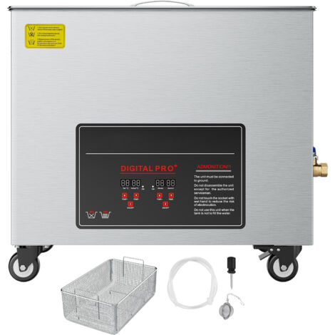 Mophorn Limpiador ultrasónico profesional de 50 L con cesta de limpieza y pantalla digital, 840 W, frecuencia de 40 kHz, equipado con ruedas para piezas, carburadores e instrumentos, 595x395x525 mm