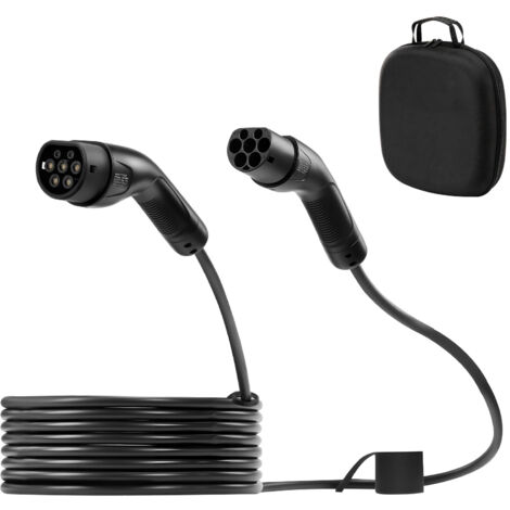 Mophorn Cable de carga para coches eléctricos, 32 A, 10 m, hasta 22 kW, extensión compatible con cargadores tipo 2, trifásico CA 480 V 50 Hz, IP65, incluye bolsa de transporte