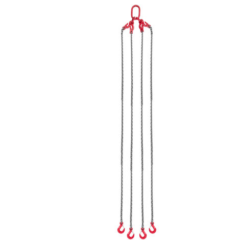 Mophorn Eslinga de Cadena de 10 mm x 3 m con 4 Ganchos, Cadena de Grúa de 4 Ramales de Acero Aleado G80, Capacidad de Carga 10,4 T,3450 x 410 x 50 mm
