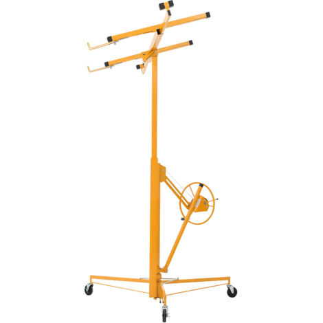 Mophorn Elevador de Placas de Yeso con brazo telescópico ajustable de 1245–2921 mm, capacidad de carga de 68 kg, altura máxima de 3353 mm, dimensiones de 1530 x 1530 x 1450 mm, color amarillo