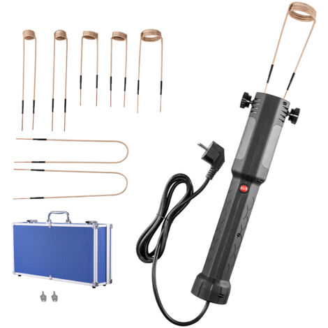 Mophorn Kit de calentador de inducción magnético de 1100 W, ideal para aflojar tuercas oxidadas, incluye 8 bobinas y estuche, dimensiones de 385 x 72 x 74 mm, color negro