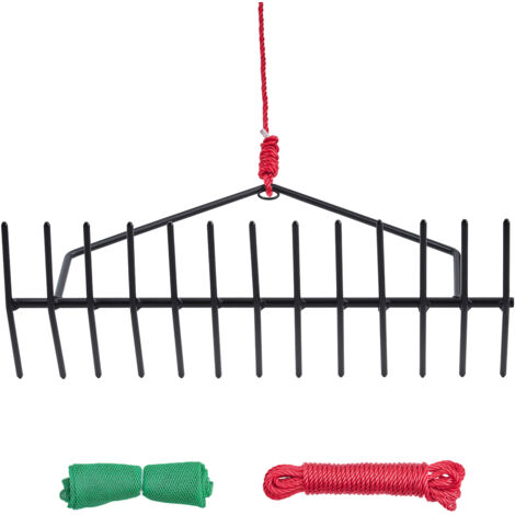 Mophorn Rastrillo para Malezas Acuáticas, herramienta de doble cara para limpiar estanques, lagos y riachuelos, 610 x 215 x 355 mm, incluye cuerda y orificio de amarre para facilitar su uso (1/5)