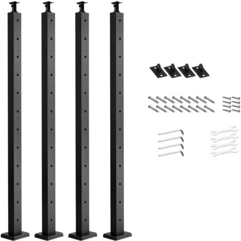 Mophorn Postes de barandilla de cable, 4 unidades de 106,7 x 5 x 5 cm, fabricados en acero inoxidable SUS304 con soportes horizontales y curvos, color negro.