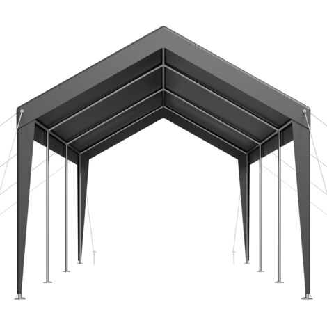 Mophorn Toldo exterior para coche 3,05 x 6,09 x 2,87 m, cochera portátil de estructura galvanizada, resistente a los rayos UV y al agua, ideal para proteger coches, barcos y motocicletas, color gris