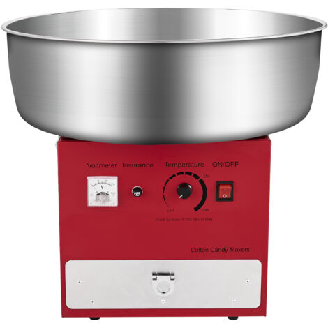Mophorn Máquina Eléctrica para Algodón de Azúcar, 1000 W, con Recipiente de Acero Inoxidable de 52 cm, Cuchara para Azúcar y Cajón, Ideal para Fiestas y Celebraciones, Rojo, 520 x 520 x 447 mm