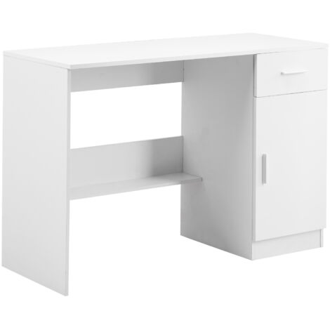 Mophorn Escritorio 1050 x 440 x 751 mm para Niños, Mesa de Estudio de Madera con Cajón y Estante Ajustable, Mesa Rectangular para Dibujar, Leer y Escribir en el Hogar y Dormitorio, Blanco