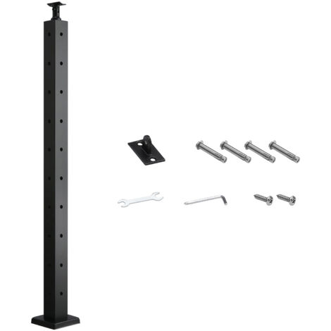 Mophorn Poste de barandilla de cable, 1 unidad, dimensiones 91,4 x 5 x 5 cm en forma de L, fabricado en acero inoxidable SUS304 con soporte horizontal y curvo, color negro