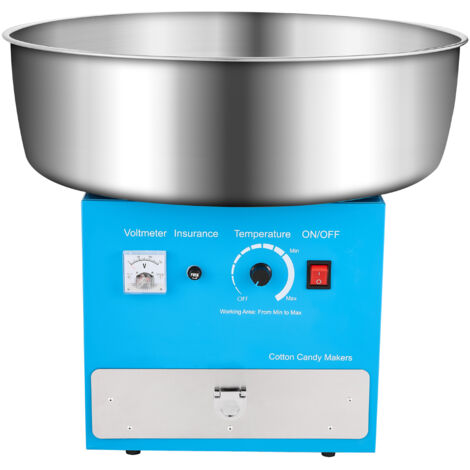 Mophorn Máquina eléctrica para elaborar algodón de azúcar, 1000 W, con recipiente de acero inoxidable de 52 cm, incluye cuchara para azúcar y cajón, ideal para celebraciones, azul, 520 x 520 x 447 mm
