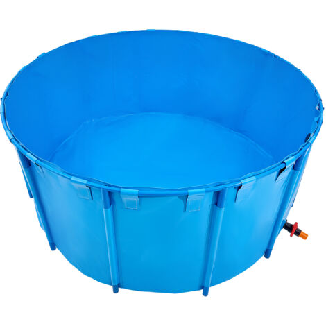 Mophorn Estanque de Lona 5000 L Tanque de PVC 240 x 240 x 100 cm para Peces con Estructura Plástica y Válvula de Drenaje para Acuicultura, Riego, Azul