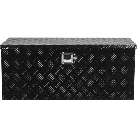 Mophorn Caja de herramientas de aluminio duradera para camionetas, con diseño estriado,asas laterales, cerradura con llaves, 899 x 370 x 370 mm, color negro, capacidad de carga de 40 kg