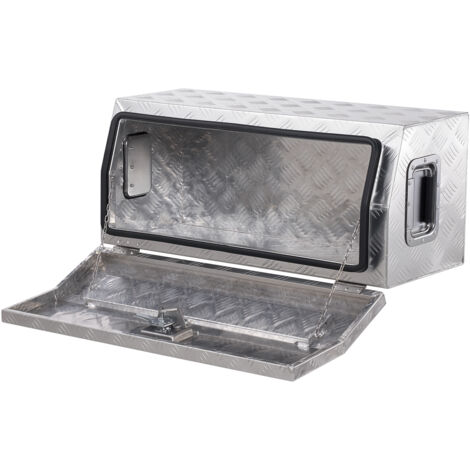 Mophorn Caja de herramientas de aluminio duradera para camionetas, con diseño estriado,ideal para remolques, camionetas y autocaravanas, 762 x 330,2 x 330,2 mm, color plata