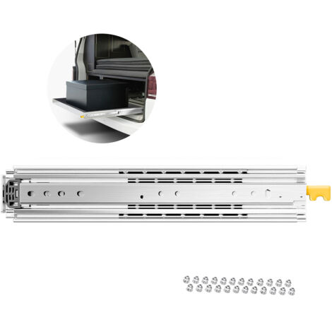 Mophorn 1 par de guías dobles para cajones de extensión completa,rieles deslizantes con rodamientos de bolas para montaje lateral con sistema de bloqueo, dimensiones de 1555 x 76 x 19,5 mm (1/5)