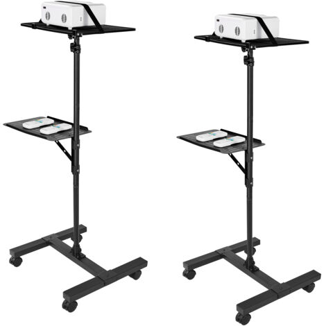 Mophorn Soporte portátil para proyector con altura ajustable de 860 a 1360 mm, incluye dos bandejas con capacidad de 5 kg, rotación de 360°, compatible con laptops, ideal para uso en casa, oficina