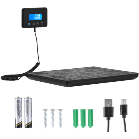 Mophorn Báscula Digital para Paquetes, 20/100 g, Alta Precisión, Plataforma de 300 kg con Función de Tara/Retención y Pantalla LCD, Ideal para Paquetes y Equipaje, Incluye Batería y Cable de Carga