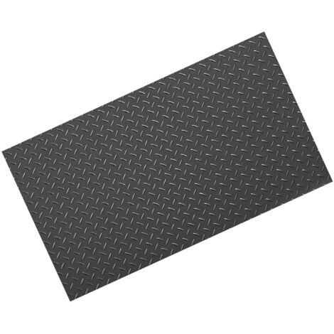 Mophorn Rollo de suelo de PVC para garaje, 1,2 x 2,13 m, con diseño de diamante, grosor de 2,2 mm, incluye cinta adhesiva de doble cara, antideslizante y fácil de mantener, negro